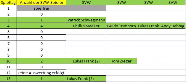 Elf der Woche D SVW 13. ST